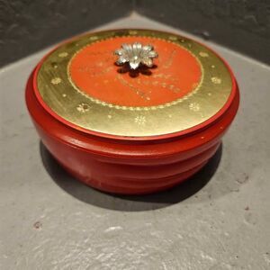 1940s Red and Gold Avon Powder Dish